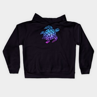 Bright Purple Teal Ombre Faux Glitter Turtle Kids Hoodie